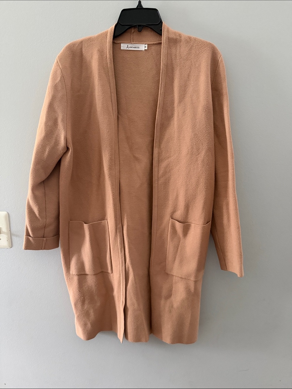 Light Camel Open-Front Pocket Cardigan
